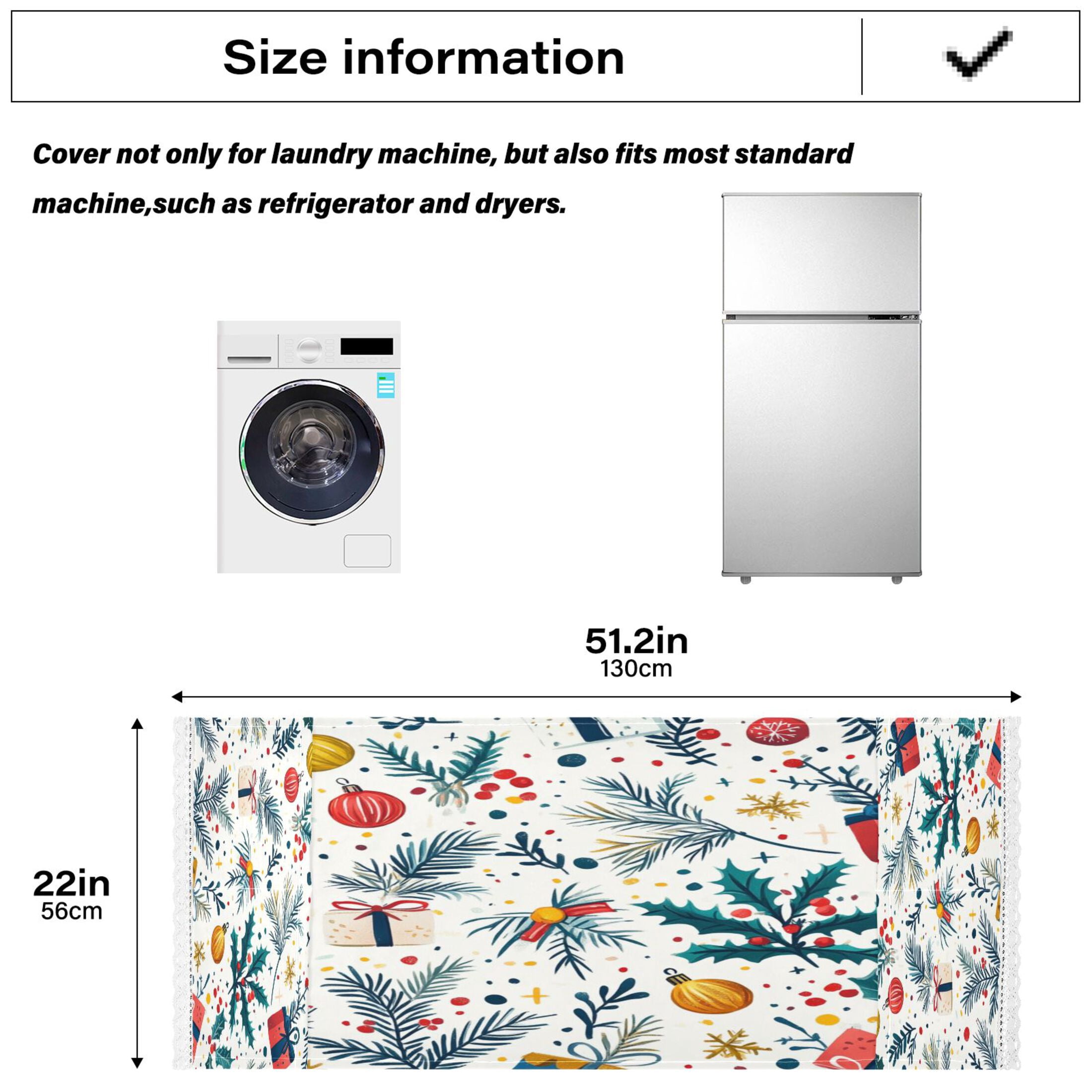 Christmas Tree Pattern with Gift Boxes and BellsWasher and Dryer Covers Dust-Proof and Oil Resistant Fridge Cover with 4 Storage Pockets Washing Machine Top Cover for Laundry Kitchen Home 51.2 x 22 I