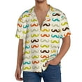 thumbnail image 3 of Naloa Colorful Mustache Men's Loose Fit Cuban Collar Short-Sleeve Shirt with Button-down and Chest Pocket for Everyday Wear Outings - 3X-Large, 3 of 7