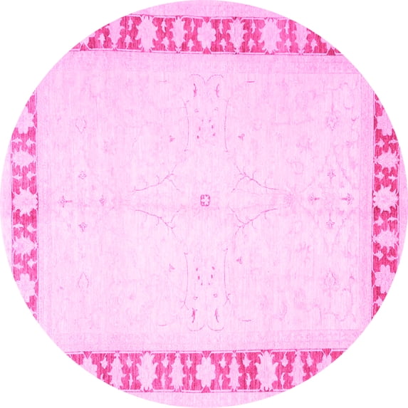Ahgly Company Indoor Round Oriental Pink Traditional Area Rugs, 6' Round