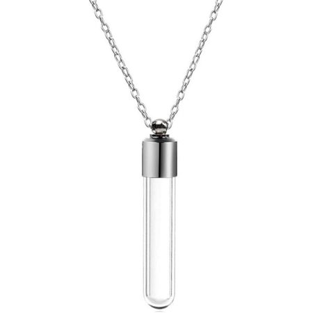 Urn Necklace for Ashes Glass Vial Necklace Stainless Steel Urn Necklace for Women Men Blood Vial Perfume Bottle Pendant Necklace Holder Pet Human Ashes Memorial Keepsake Remembrance Jewelry
