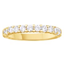 AFFY White Natural Diamond Anniversary Band Ring In 14k Yellow Gold (0.25 Cttw)