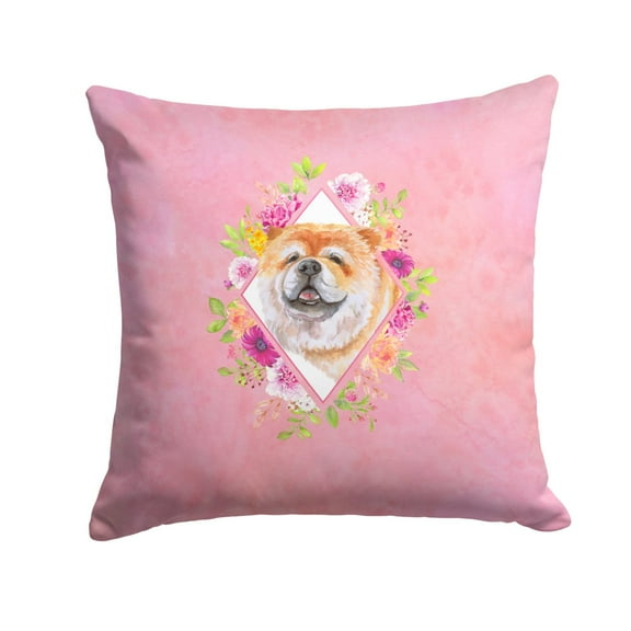 Chow Chow #2 Pink Flowers Fabric Decorative Pillow