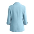 thumbnail image 4 of SSZMDLB Women Collared 3/4 Sleeve Ruched Blazer Slim Fit Office Work Jacket for Women Business Casual Tops Elegant Solid Spring Fall, Blue L, 4 of 4