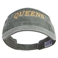 thumbnail image 5 of New York Queens District Logo Embroidered Washed Pigment Dyed Cotton Twill Visor - Olive OSFM, 5 of 5