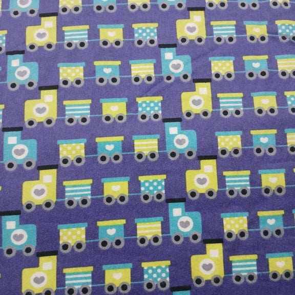 Train Purple Super Snuggle Flannel Fabric Size: 1 yard