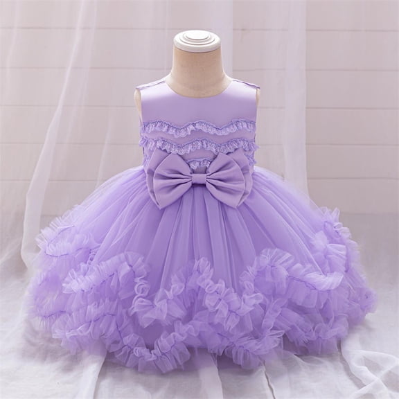 Pejock Baby Girls Princess Dress 6M-3Y, Sleeveless-Round Neck Solid Color - Formal Pageant Performance Outfit