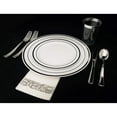 thumbnail image 3 of Aya's Cutlery Kingdom 60 Plastic Plates with White and Silver Rim, Heavy Duty Plastic Disposable Party Plates 30 Dinner 10.25" + 30 Salad Dessert Appetizer 7.5", Premium Elegant for Events, 3 of 5