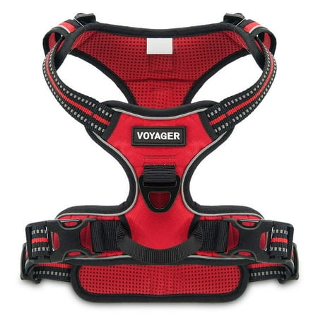 Voyager by Best Pet Supplies -Dual-attachment No-Pull Adjustable Harness with 3M Reflective Technology, (Red Lattice, (Best Wiring Harness For Telecaster)