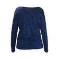 thumbnail image 2 of Majestic Filatures Paris Women's Jacquard Round Neck Top Sz 2 Navy Blue, 2 of 3