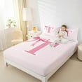 thumbnail image 4 of Manfei Bow Bowknot Ribbon Twin Sheet Sets,Fairy Tale Theme Twin Fitted Sheet,First Letter T Flat Sheet For Girls,Super Cozy Room Decor,3-Piece, 4 of 7