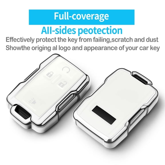 for Chevrolet Key Fob Cover Soft TPU Full Protection Key Shell Key Case Compatible with Chevrolet Chevy Silverado Suburban Tahoe Colorado GMC Sierra Yukon Canyon 4 Buttons