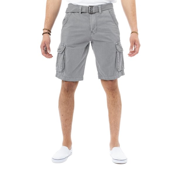RAW X Mens Belted Cargo Shorts Relaxed Fit Casual Tactical Knee Length