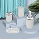 thumbnail image 1 of Juego de accesorios de baño de cuatro piezas blanco con dispensador de jabón, cepillo de dientes, vaso y jabonera, juego de plástico dental T-216-4, 1 of 6