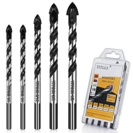 

5PCS Masonry Drill Bit Set Masonry Drill Bit with Industrial Strength Carbide Drill Bit Tip 1/4 -1/2