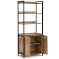 thumbnail image 3 of Simpli Home Kelsey SOLID MANGO WOOD 74 inch x 30 inch Modern Industrial Large Bookshelf with Cabinet in Natural, 3 of 8