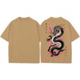 thumbnail image 3 of Ankishi Japanese Graphic Tees for Men Dragon Floral Crewneck Oversized Short Sleeve Cotton Tee Trendy Tops for Leisure, 3 of 8