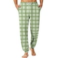 thumbnail image 2 of Mens Plaid Pajama Pants Bottoms for Sleeping and Lounge Wear Light Green M, 2 of 5