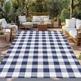 thumbnail image 3 of Outdoor Rug 3x5 ft Navy Blue White Plaid Waterproof Outdoor Patio Rug Mat Non Slip Outside Area Rugs Carpet for RV,Camping,Porch,Deck,Pool,Balconybackyard,Rustic Vintage Checkered, 3 of 9