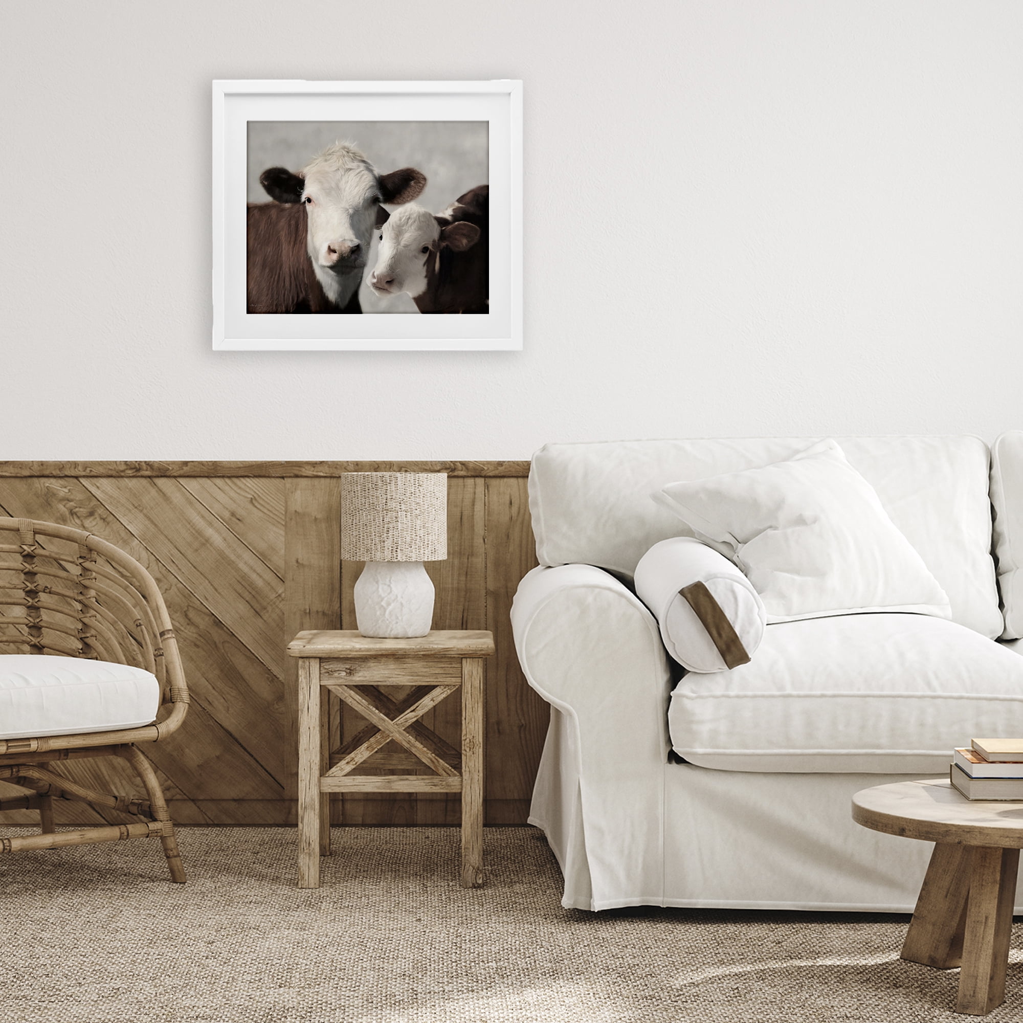 Stupell Industries Mommy & Me Cows White Framed Print Under Glass, design by Lori Deiter