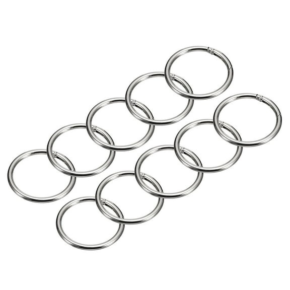 Round Spring O Rings, 10Pcs 2.32 Inch OD Trigger Buckle Snap Clips for Bags, Purses, Keyrings, Silver Tone