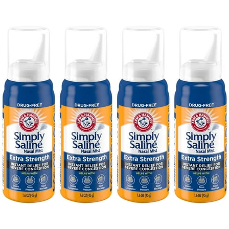 Simply Saline Nasal Mist Extra Strength for Severe Congestion, 1.5 Oz. Pack of 4