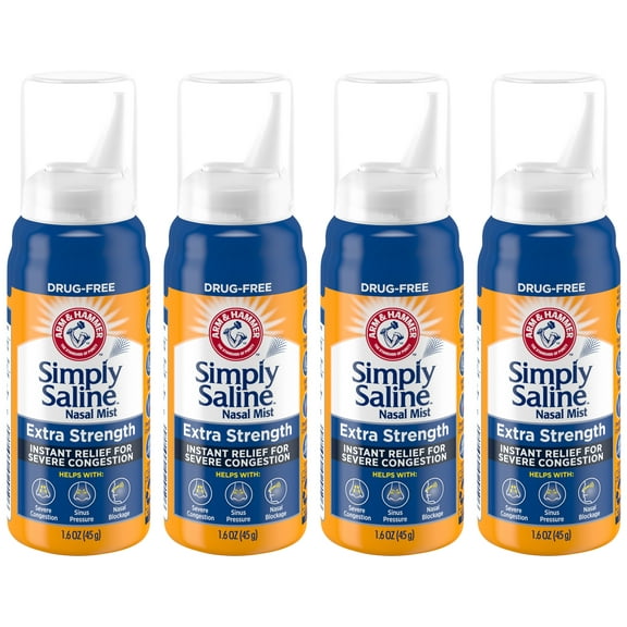 Simply Saline Nasal Mist Extra Strength for Severe Congestion, 1.5 Oz. Pack of 4