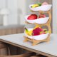 thumbnail image 3 of Fiudx Bandeja de Frutas, Bandeja de Cerámica Multicapa para Aperitivos, Elegante Frutero Europeo, Plato para Dulces con Marco de Madera, Ideal para Fiestas, para Usar En La Cocina, Diseño Fácil de Li, 3 of 5