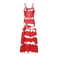 thumbnail image 2 of Fangasis Women Long Dress V Neck Maxi Dresses Tie Dye Sundress Ladies Casual Slip Beach Wine Red XL, 2 of 7