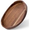 thumbnail image 1 of Acacia Wood Serving Tray with Handles - 17'' x 13'' Round, Decorative Ottoman Trays for Breakfast, Home Decor, Tea Party, Coffee Table, Candle Display, Kitchen Counter Board, 1 of 5