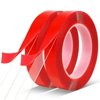 Double Sided Tape 2 Pack Heavy Duty, (3/4" Width, Total 20 FT) Clear Adhesive Waterproof Removable Double Sided Mounting Tape for Carpet Fix, Home Office Wall Decor, DIY Crafts, Car Glass Decor