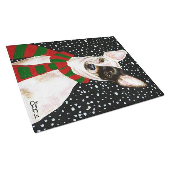 Carolines Treasures AMB1170LCB Snowy Chihuahua Glass Cutting Board Large, 12H x 16W, multicolor