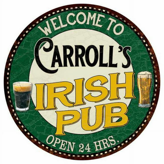 Carroll's Irish Pub 12" Round Metal Sign Kitchen Bar Wall Décor 200120036380