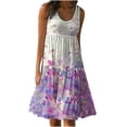 thumbnail image 2 of Viikei Summer Dresses for Women 2025,Womens Fashion Holiday Summer Casual Printing Sleeveless Party Beach Loose Dress Purple XXXL, 2 of 5