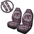thumbnail image 1 of Funky Indian Elephant Design Women's Car Seat Covers Front Seat Only Combo Set Steering Wheel Cover Seat Belt Shoulder Pad Full Set Vehical Protector Auto Accessories Decoration, 1 of 7