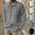 thumbnail image 2 of ZCFZJW Linen Shirts for Men Lightweight Casual Button Down Long Sleeve Beach Holiday Vacation Tees Tops Loose Fit Comfy Soft Cotton T-Shirts with Pockets Gray XXL, 2 of 4