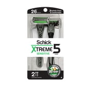 Schick Xtreme 5-Blade Sensitive Disposable Razors for Men, 2 Count