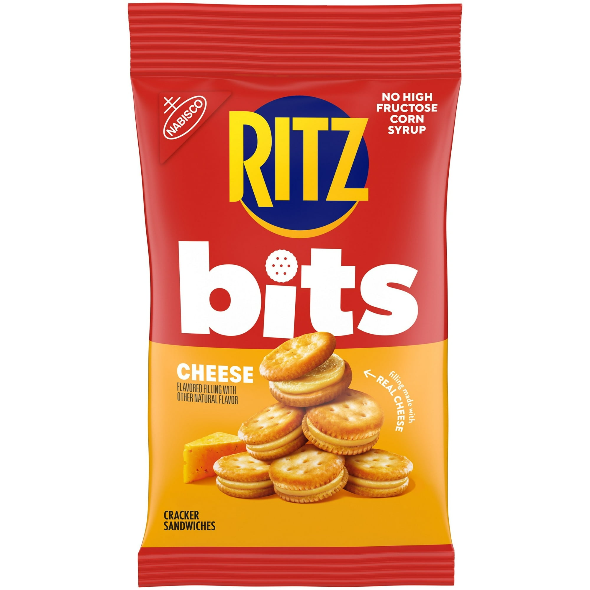 RITZ Bits Cheese Sandwich Crackers, Snacks for Kids and Adults, Lunch Snacks, 3 oz