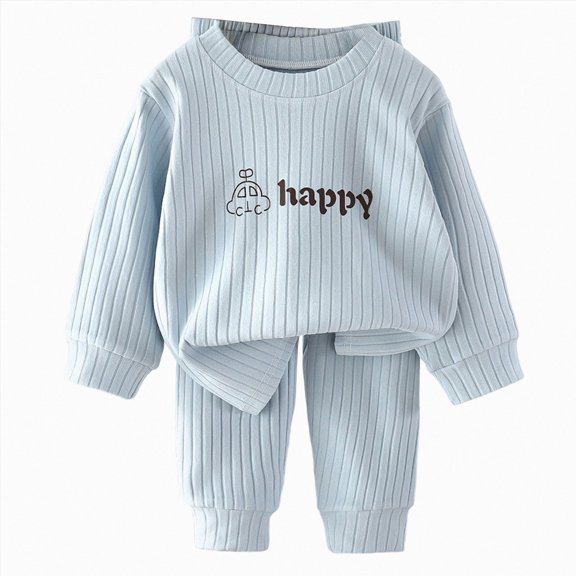 NOLDARES Toddler Boys Cotton Pajamas Space Print Long Sleeve 2 Piece Kids Sleepwear Set Soft Breathable Boys Pjs,Light Blue,10-11 Y