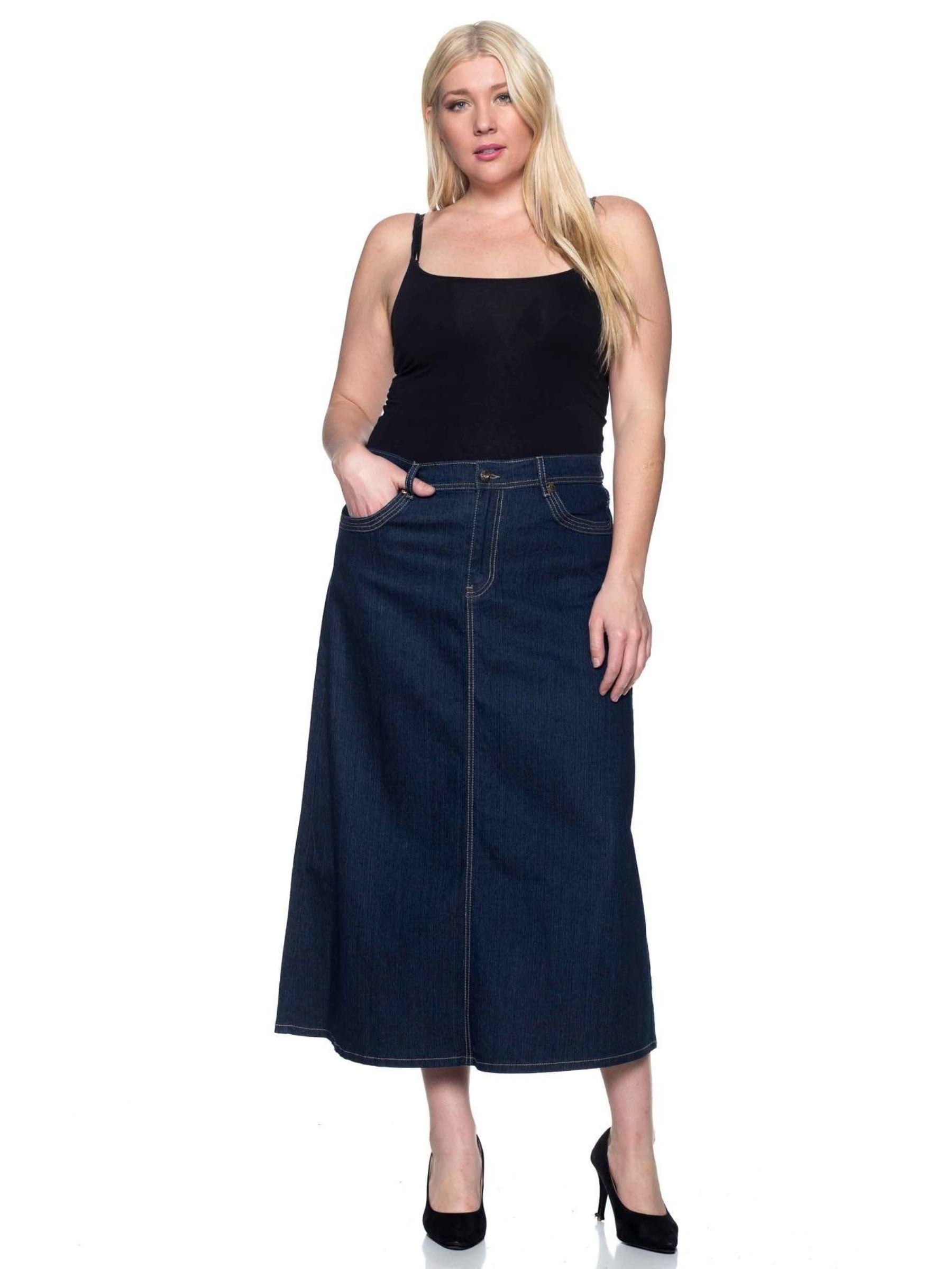 plus size a line denim skirt