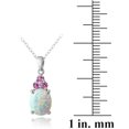 thumbnail image 2 of Created White Opal and Pink Sapphire Sterling Silver Oval Necklace, 18", 2 of 2