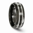 thumbnail image 4 of Grey Titanium Ring Band Wedding Grooved Edward Mirell Brushed Polished Grooved Black Ti 8mm, 4 of 6