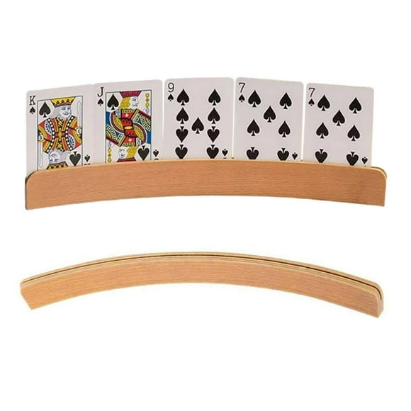 Wooden Poker Card Base Free Your Hands Curved Design Card Holder
