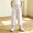 thumbnail image 6 of Nilvkv Girls Wide Leg Pants, Girls Joggers, Loose Fit Sweatpants with Elastic Drawstring Waist and Side Pockets for Casual Wear White 2-3 Years, 6 of 9