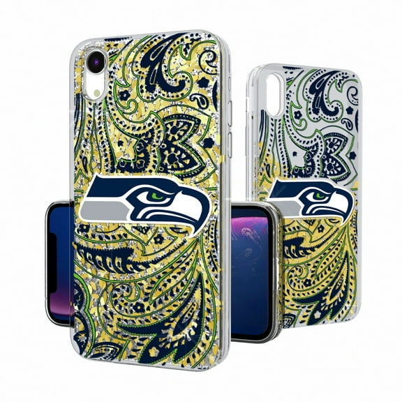 Seattle Seahawks iPhone Paisley Design Glitter Case