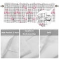 thumbnail image 5 of Curtain Valance for Windows, Tropical Pink Flamingo Seamless Kitchen Valances Rod Pocket Short Curtains, Watercolor Palm Leaf Grey Check Window Valance for Bedroom Bathroom Living room 56x16in, 5 of 9