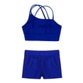 thumbnail image 4 of Sxiwei Kids Girls' 2 Pieces Dance Outfit Sport Crop Top Bra with Shorts Set Sports Workout Gymnastics Royal Blue 3XL, 4 of 7