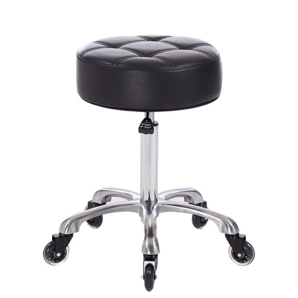 Taburete de salón con ruedas FRNIAMC, asiento redondo más ancho y ajustable en altura