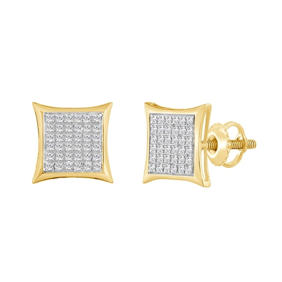 10K Yellow Gold 0.25Ct Round Cut Natural Diamond Kite Cluster Stud Earrings
