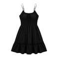 thumbnail image 6 of Ecqkame Women's Slip Dresses Spaghetti Strap Sleeveless Square Neck Tiered Ruffle Mini Dress Casual A Line Flowy Dresses Black XXL, 6 of 6