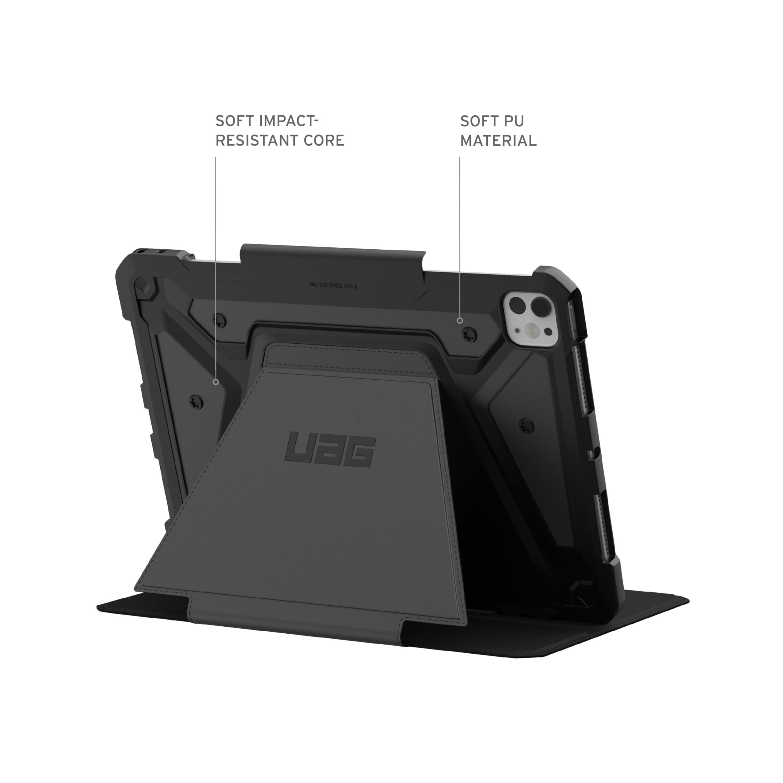 UAG iPad Pro 11" Case M5 2025 6th Gen, M4 2024 5th Gen A3357 A3358 A3359 A2836 A837 A3006, Adjustable Multi-Angle Stand Folio Cover w/Pencil Holder, Metropolis SE Black